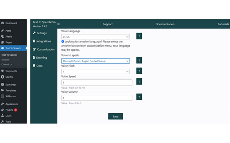 set up custom settings and change voice language