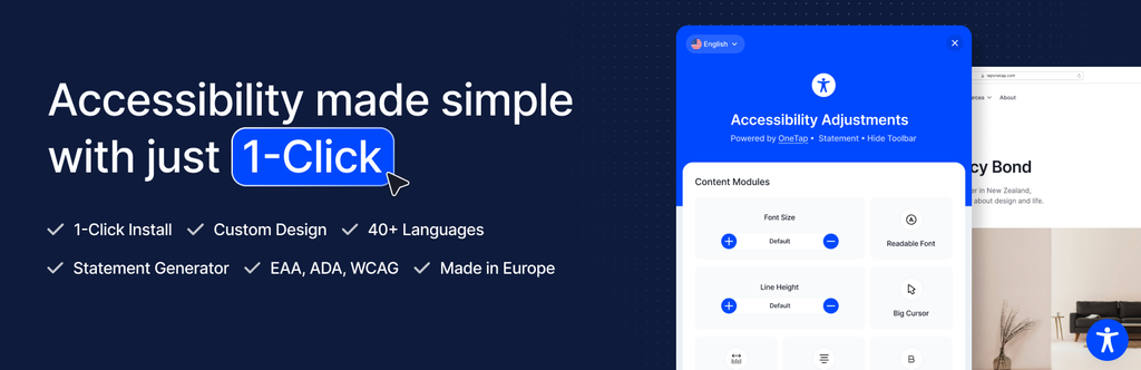 accessibility widget by onetap banner